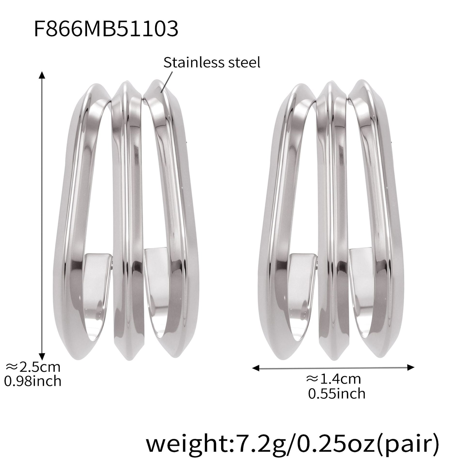 316L Stainless Steel Bold Geometric Zircon Drop Earrings - Image 21