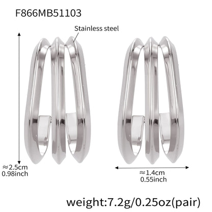 316L Stainless Steel Bold Geometric Zircon Drop Earrings - Image 21