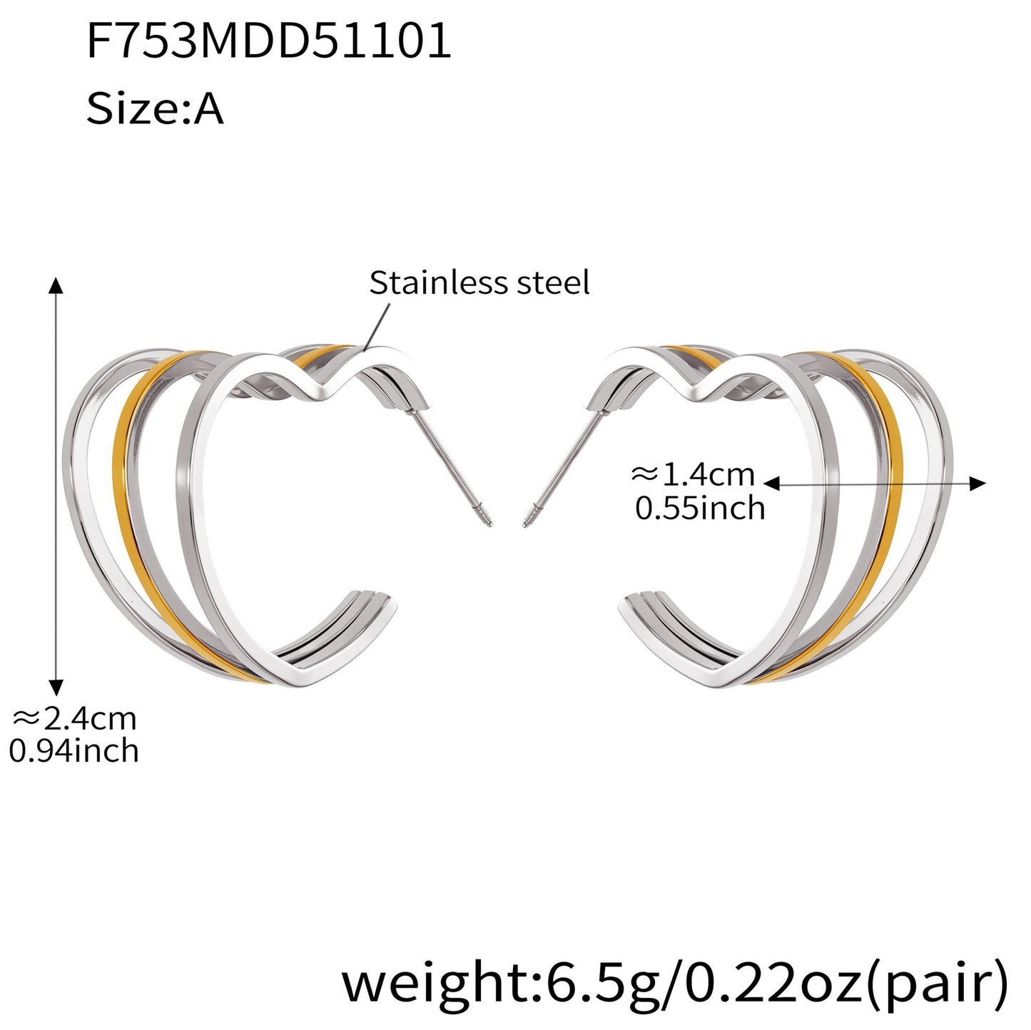 316L Stainless Steel Bold Geometric Zircon Drop Earrings - Image 5