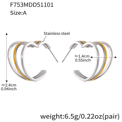 316L Stainless Steel Bold Geometric Zircon Drop Earrings - Image 5
