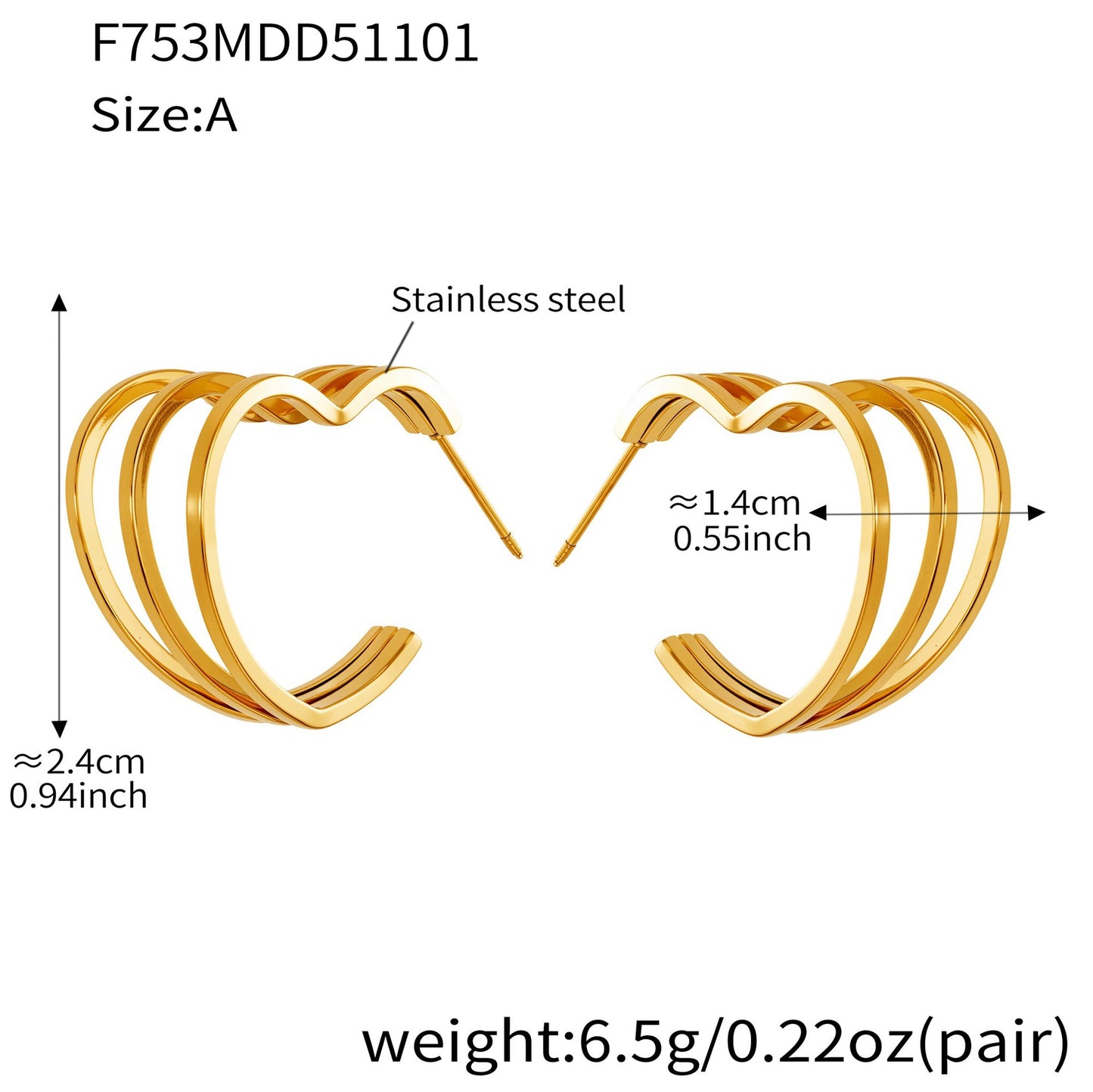 316L Stainless Steel Bold Geometric Zircon Drop Earrings - Image 6