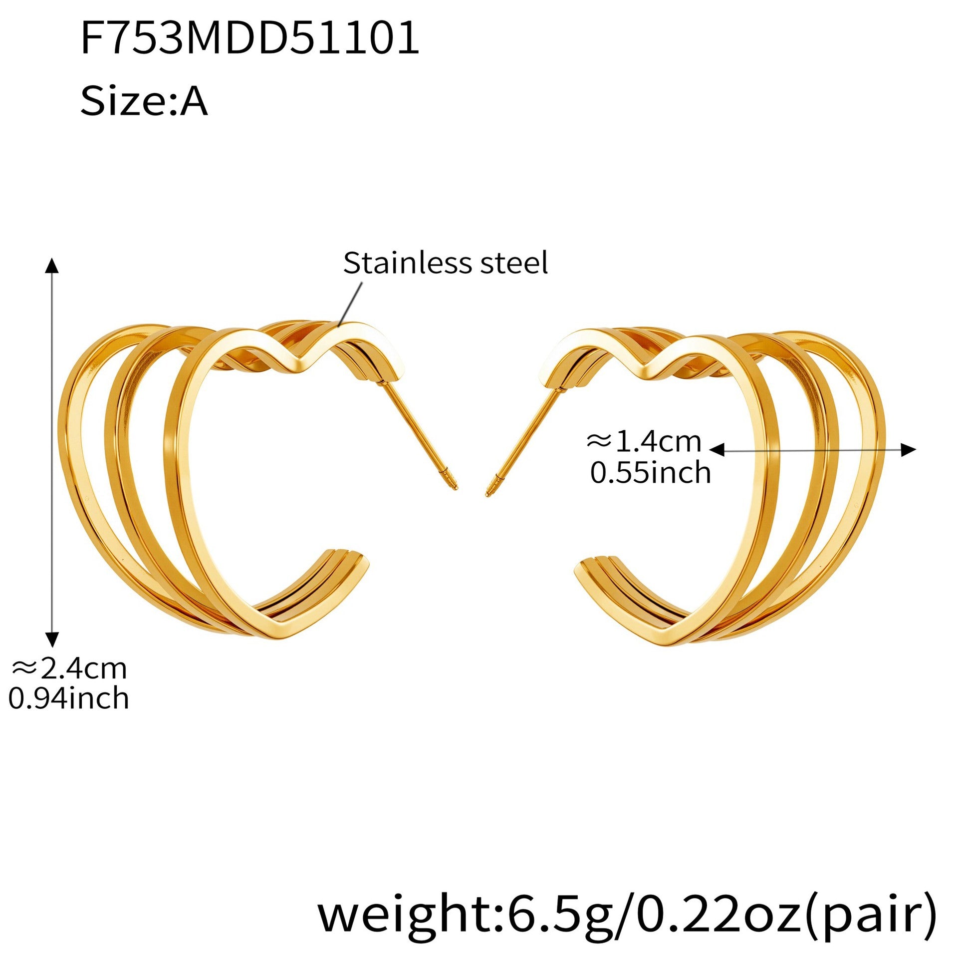 316L Stainless Steel Bold Geometric Zircon Drop Earrings - Image 6