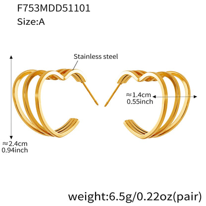 316L Stainless Steel Bold Geometric Zircon Drop Earrings - Image 6