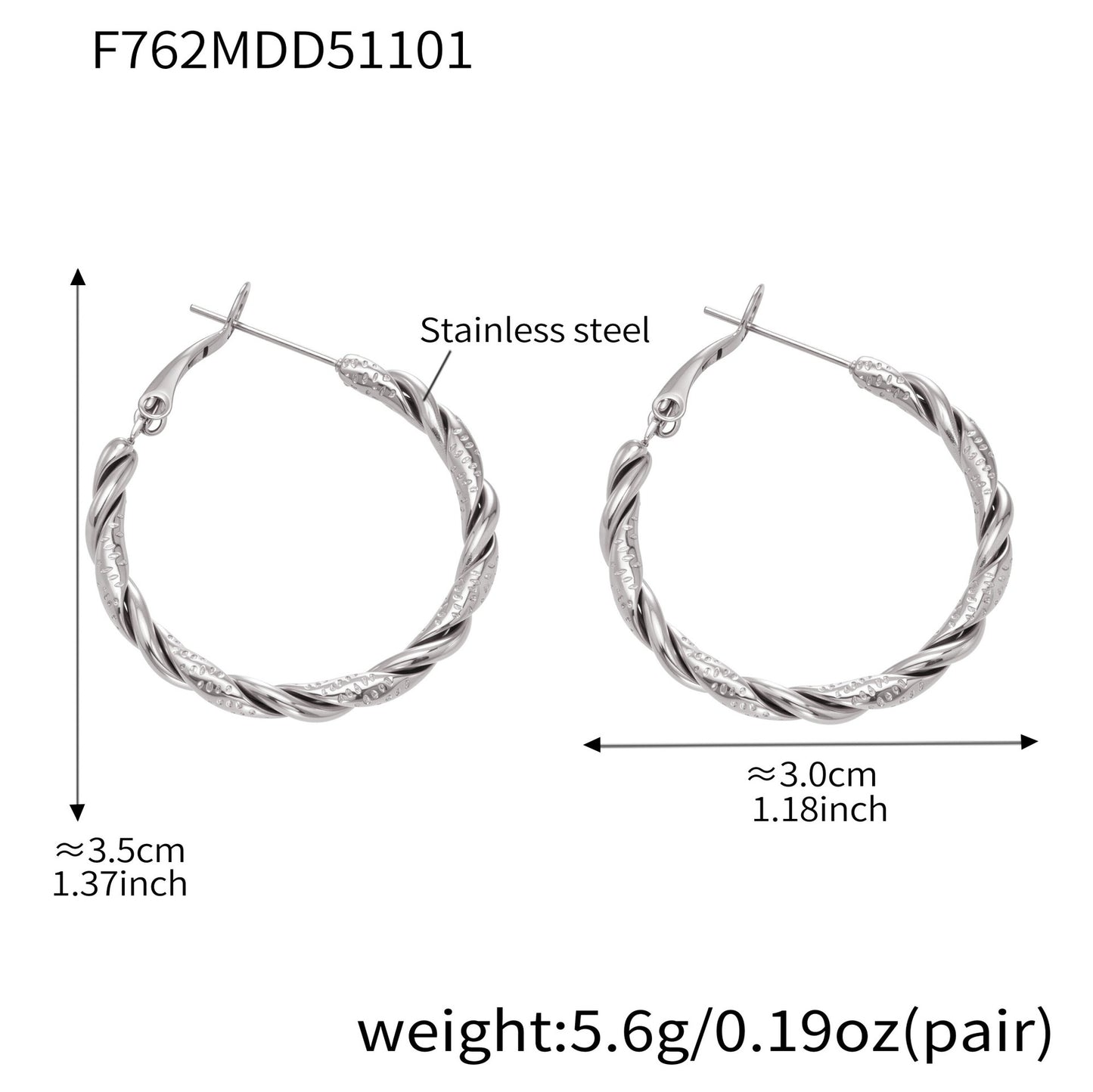 316L Stainless Steel Bold Geometric Zircon Drop Earrings - Image 7