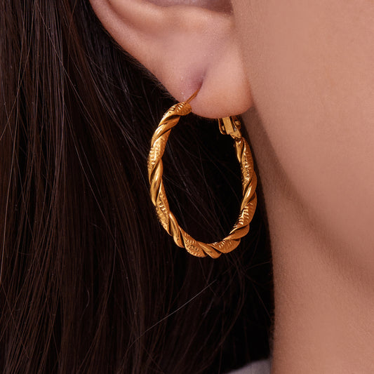 316L Stainless Steel Bold Geometric Zircon Drop Earrings - Image 8