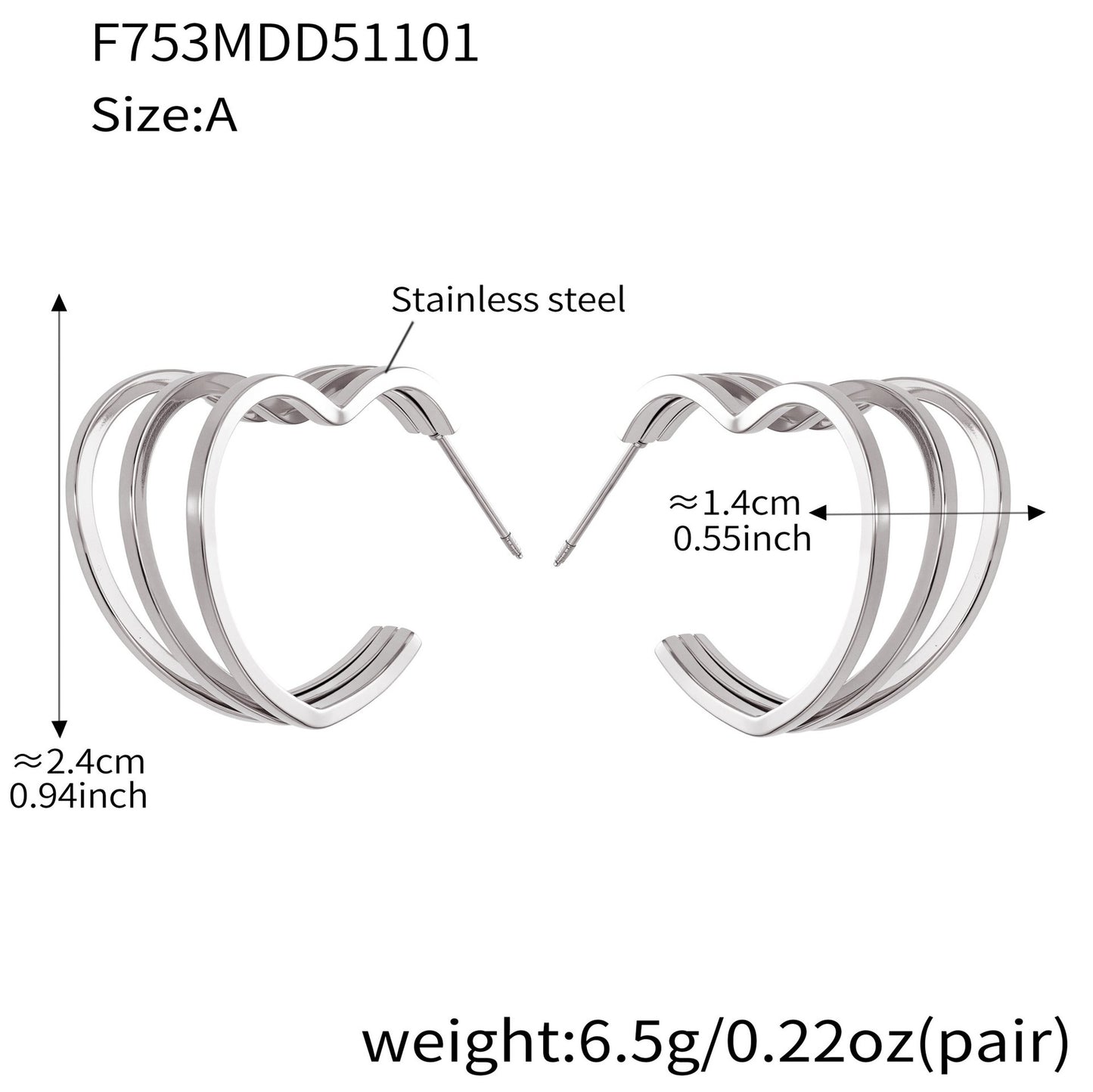 316L Stainless Steel Bold Geometric Zircon Drop Earrings - Image 9
