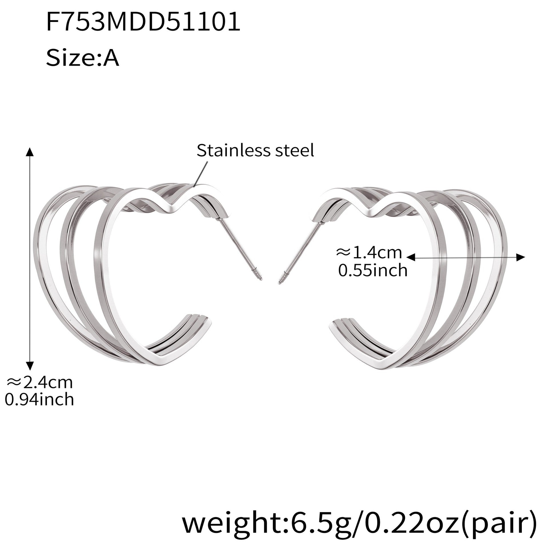 316L Stainless Steel Bold Geometric Zircon Drop Earrings - Image 9