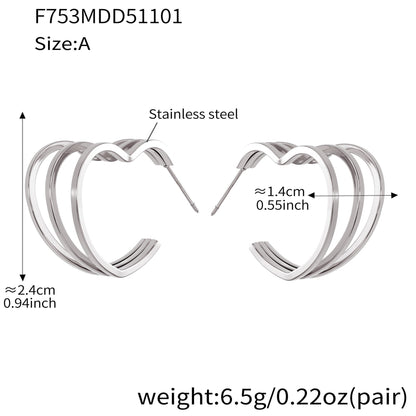 316L Stainless Steel Bold Geometric Zircon Drop Earrings - Image 9