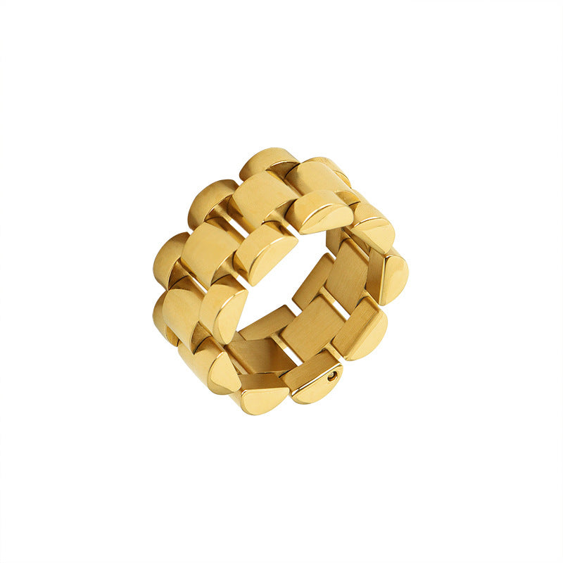 316L Stainless Steel Bold Industrial Design Stackable Ring - Image 2