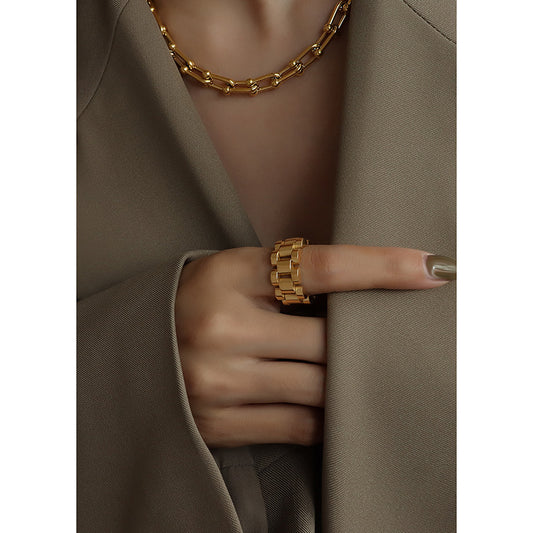 316L Stainless Steel Bold Industrial Design Stackable Ring - Image 3