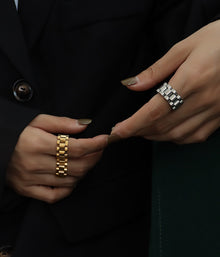 316L Stainless Steel Bold Industrial Design Stackable Ring - Image 4