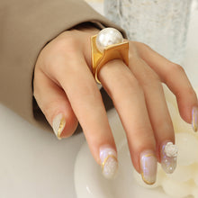 316L Stainless Steel Bold Y-Shaped Pearl Ring - Image 1