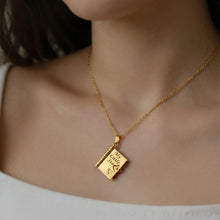 316L Stainless Steel 18K Gold PVD Engraved Book Pendant Necklace – Mother’s Day Family Love Gift