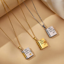 316L Stainless Steel 18K Gold PVD Engraved Book Pendant Necklace – Mother’s Day Family Love Gift
