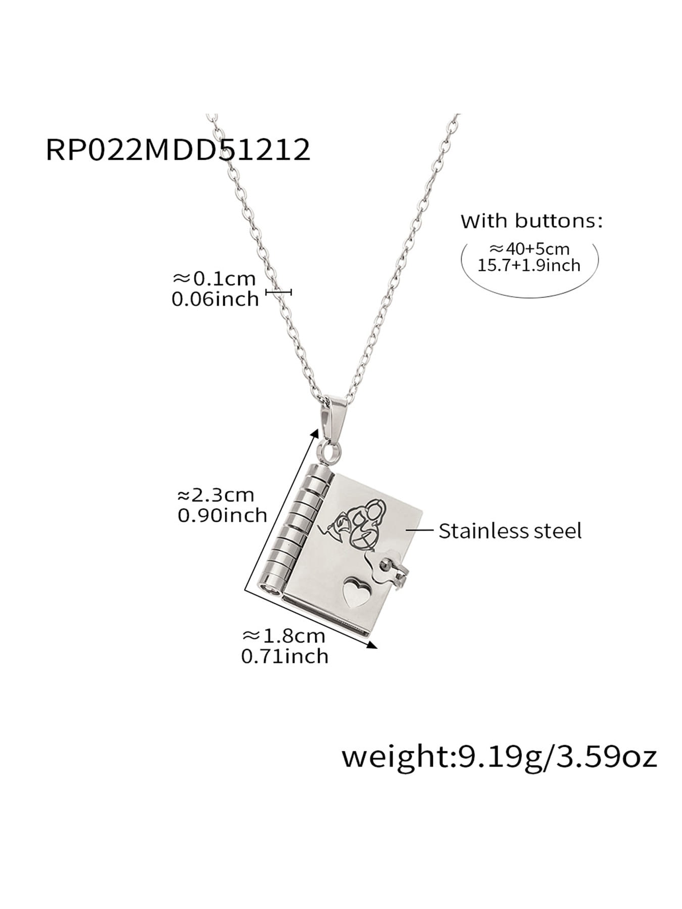 316L Stainless Steel Sweet Home Book Pendant Necklace | Wholesale