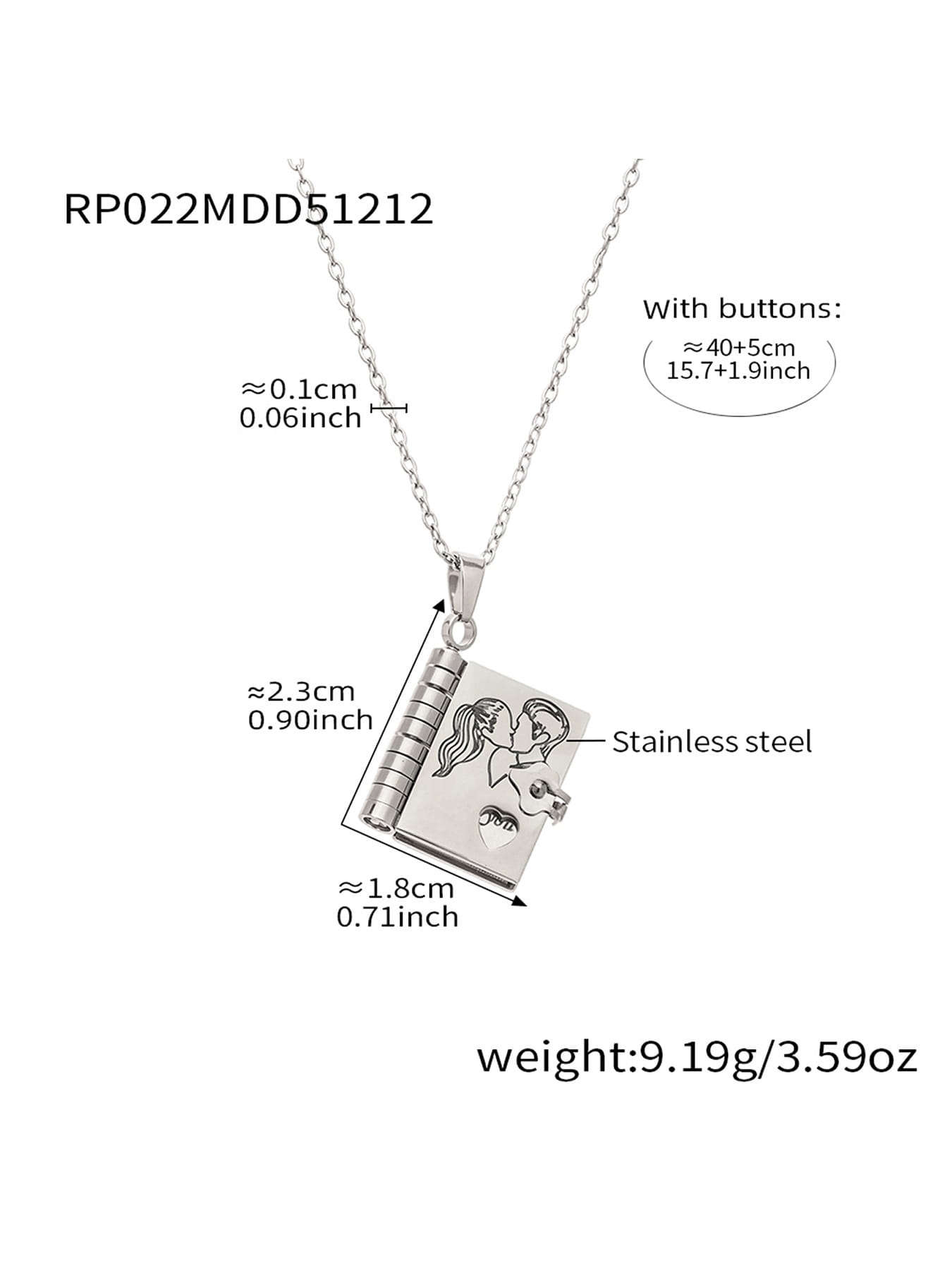 316L Stainless Steel Sweet Home Book Pendant Necklace | Wholesale