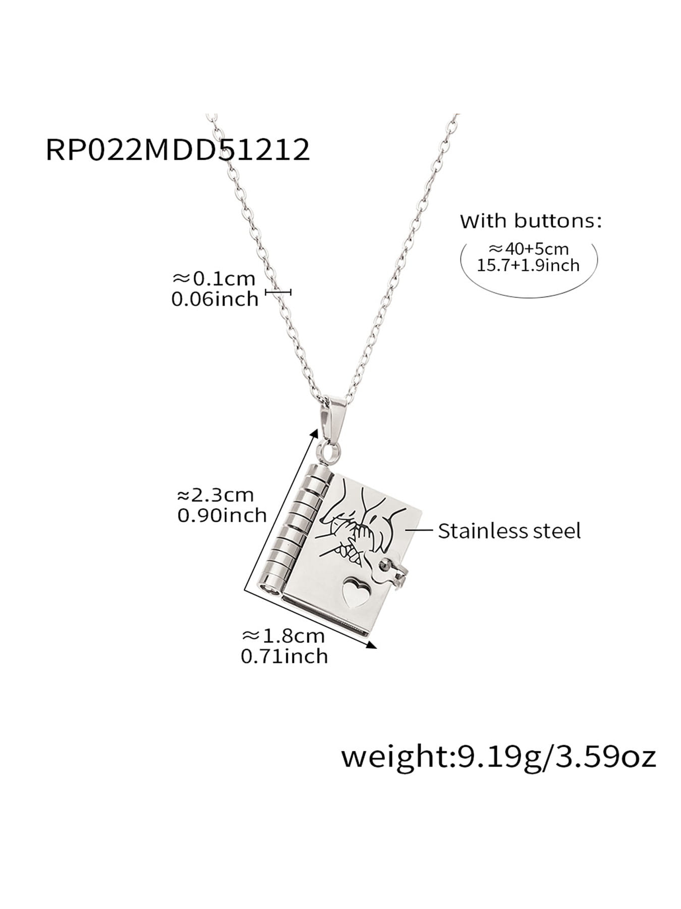316L Stainless Steel Sweet Home Book Pendant Necklace | Wholesale