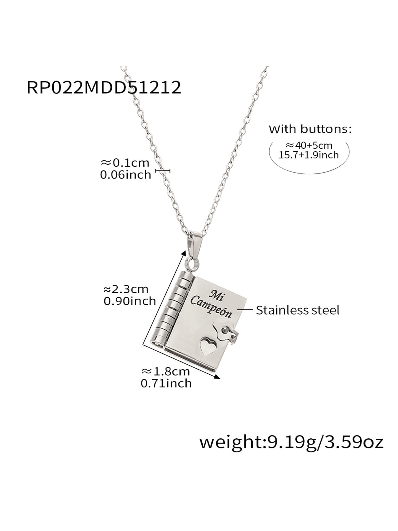 316L Stainless Steel Sweet Home Book Pendant Necklace | Wholesale