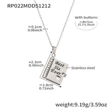 316L stainless steel engraved book pendant necklace with “Best Sis Ever” message
