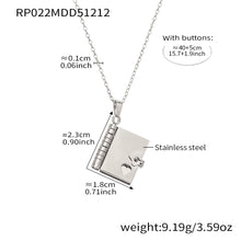 316L stainless steel book pendant necklace with blank cover design and heart detail
