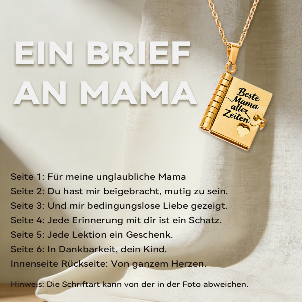 316L Stainless Steel 18K Gold PVD Engraved Book Pendant Necklace – Mother’s Day Family Love Gift