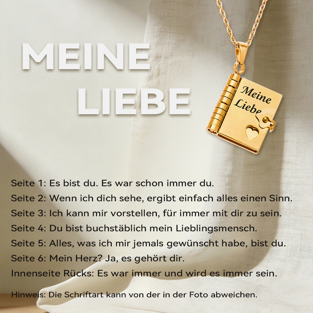 316L Stainless Steel 18K Gold PVD Engraved Book Pendant Necklace – Mother’s Day Family Love Gift