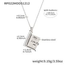 316L stainless steel book pendant necklace engraved My Love romantic gift necklace for partner