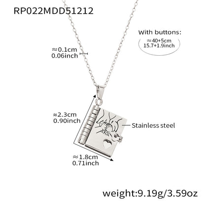 316L stainless steel book pendant necklace engraved parent and child hands meaningful family necklace