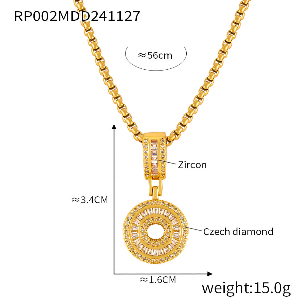 Stylish 316L stainless steel box chain letter necklace displayed elegantly