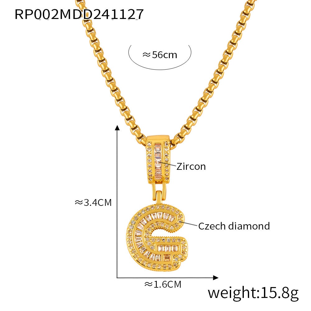 316L Stainless Steel 18K PVD Gold Box Chain Letter Necklace made with 316L stainless steel and 18K PVD gold finish for wholesale jewelry buyers - image 10