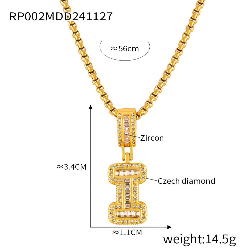 316L Stainless Steel 18K PVD Gold Box Chain Letter Necklace made with 316L stainless steel and 18K PVD gold finish for wholesale jewelry buyers - image 11