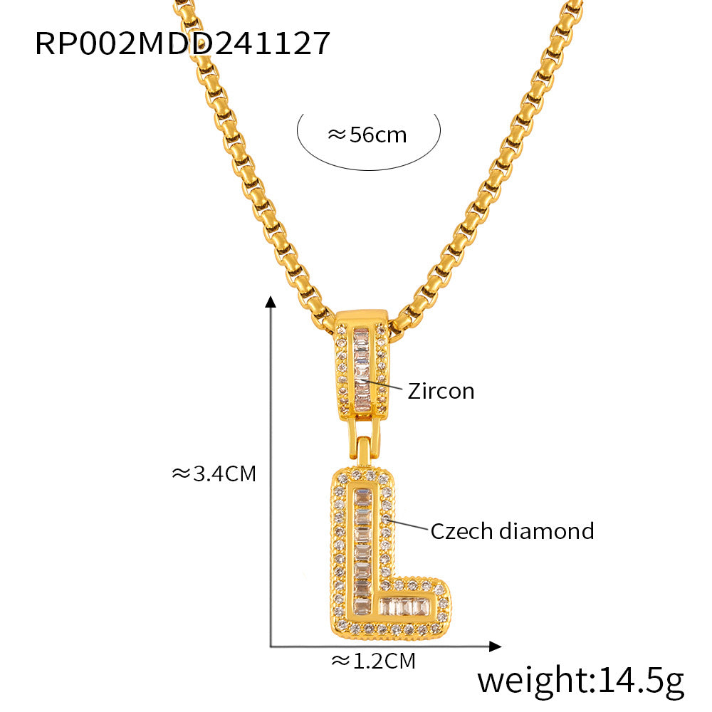 316L Stainless Steel 18K PVD Gold Box Chain Letter Necklace made with 316L stainless steel and 18K PVD gold finish for wholesale jewelry buyers - image 14