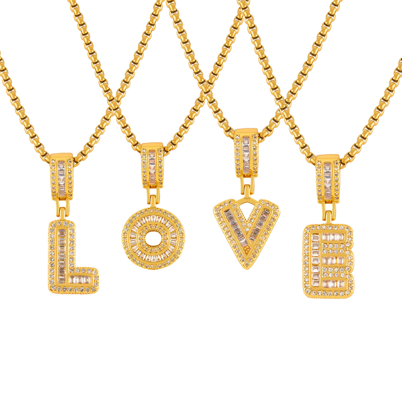 316L Stainless Steel 18K PVD Gold Box Chain Letter Necklace made with 316L stainless steel and 18K PVD gold finish for wholesale jewelry buyers - image 16