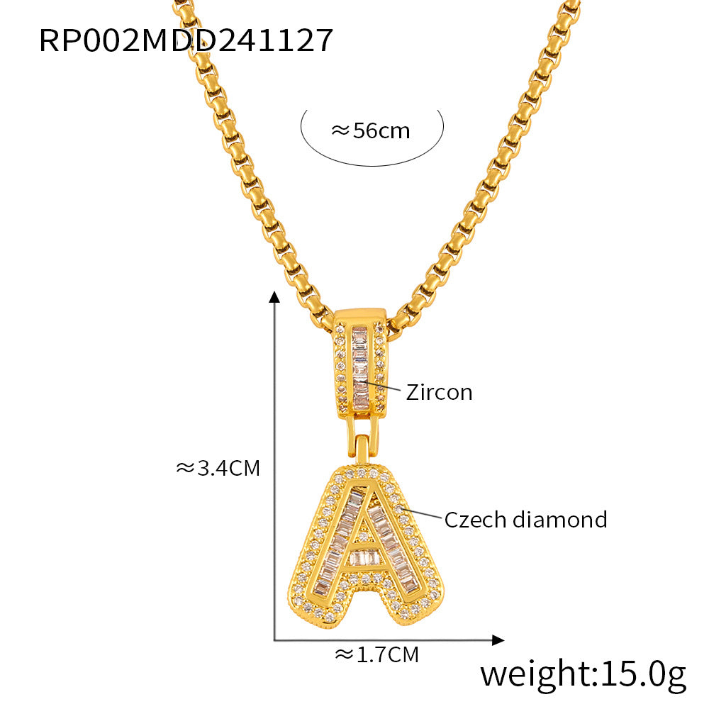 316L Stainless Steel 18K PVD Gold Box Chain Letter Necklace made with 316L stainless steel and 18K PVD gold finish for wholesale jewelry buyers - image 17