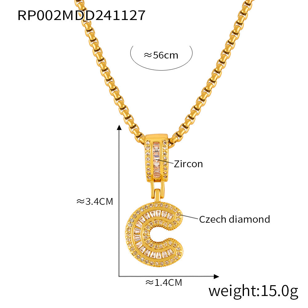 316L Stainless Steel 18K PVD Gold Box Chain Letter Necklace made with 316L stainless steel and 18K PVD gold finish for wholesale jewelry buyers - image 19
