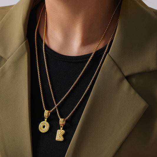 316L Stainless Steel 18K PVD Gold Box Chain Letter Necklace made with 316L stainless steel and 18K PVD gold finish for wholesale jewelry buyers - image 25