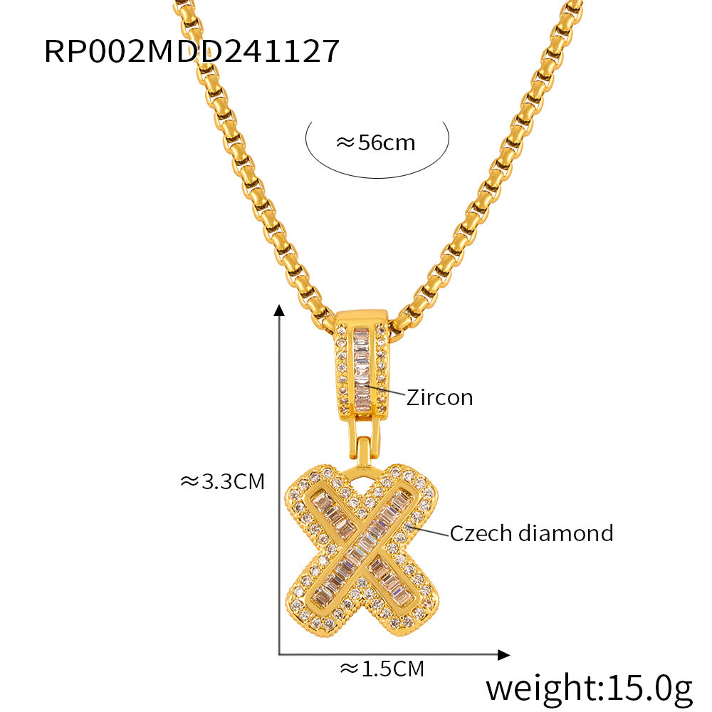 316L Stainless Steel 18K PVD Gold Box Chain Letter Necklace made with 316L stainless steel and 18K PVD gold finish for wholesale jewelry buyers - image 27