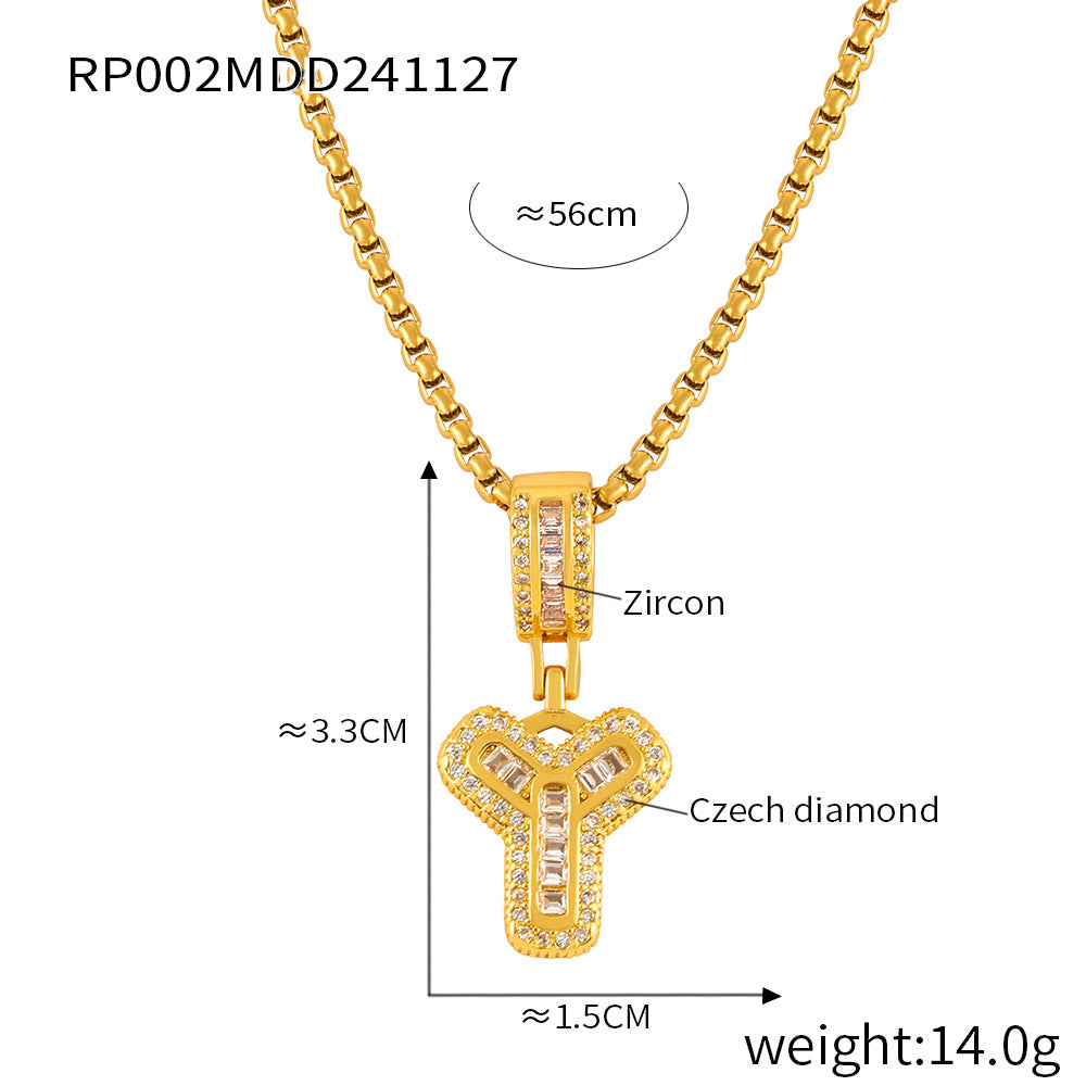 316L Stainless Steel 18K PVD Gold Box Chain Letter Necklace made with 316L stainless steel and 18K PVD gold finish for wholesale jewelry buyers - image 28