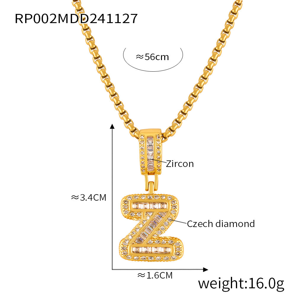 316L Stainless Steel 18K PVD Gold Box Chain Letter Necklace made with 316L stainless steel and 18K PVD gold finish for wholesale jewelry buyers - image 29