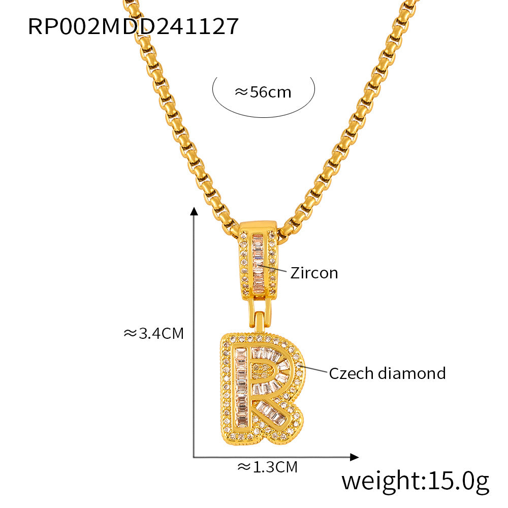 316L Stainless Steel 18K PVD Gold Box Chain Letter Necklace made with 316L stainless steel and 18K PVD gold finish for wholesale jewelry buyers - image 4