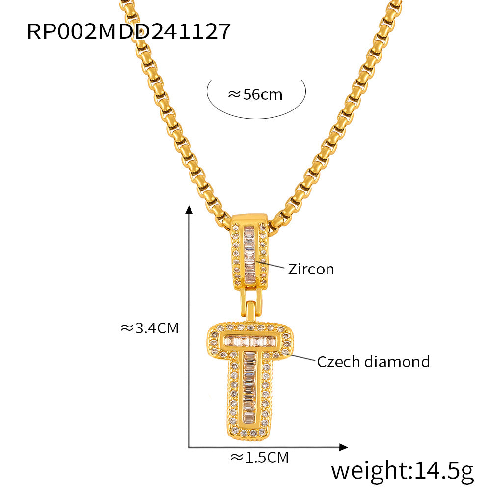 316L Stainless Steel 18K PVD Gold Box Chain Letter Necklace made with 316L stainless steel and 18K PVD gold finish for wholesale jewelry buyers - image 6