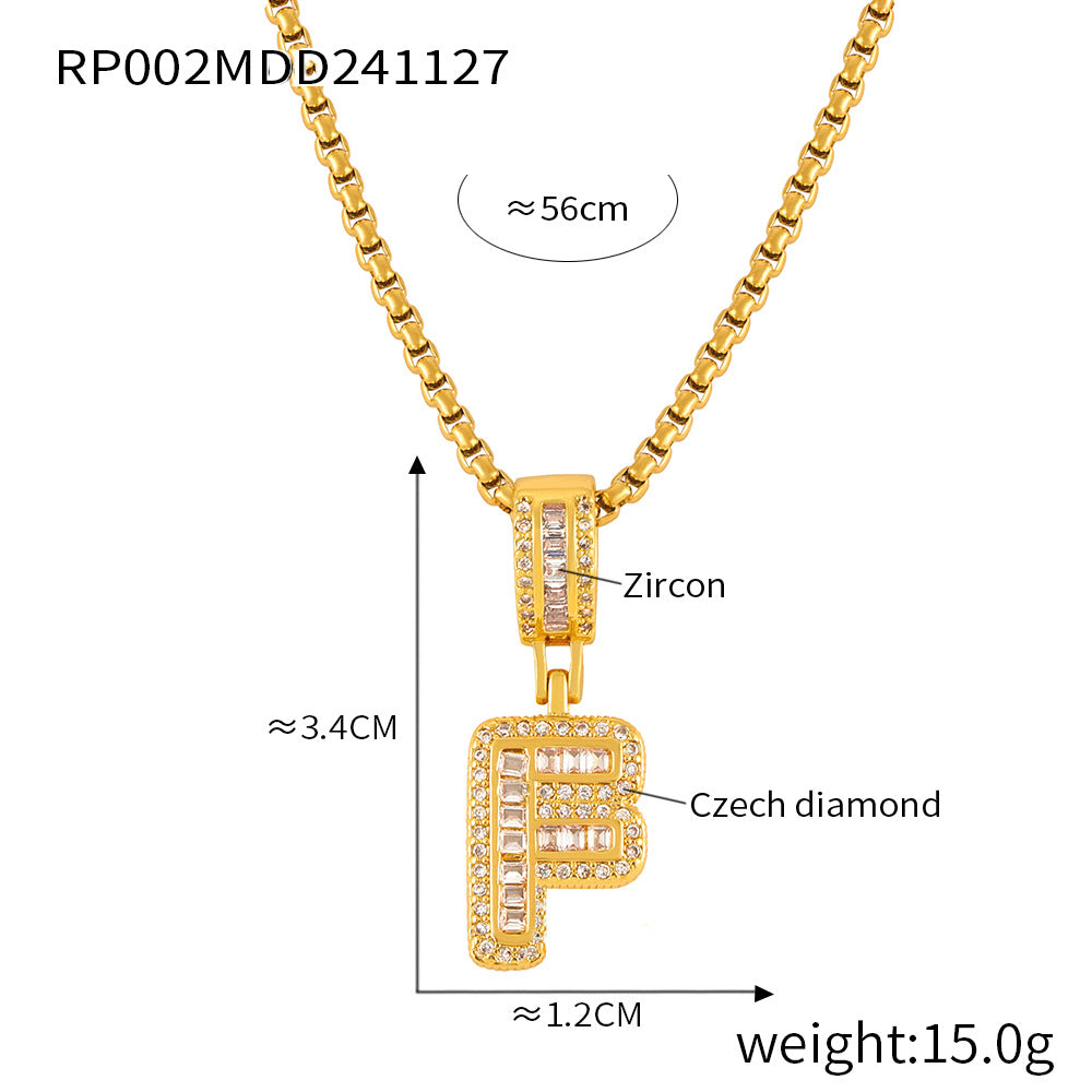 316L Stainless Steel 18K PVD Gold Box Chain Letter Necklace made with 316L stainless steel and 18K PVD gold finish for wholesale jewelry buyers - image 9