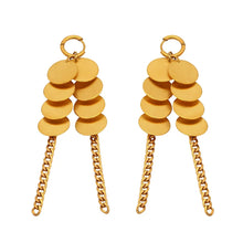 316L stainless steel Brushed Disc Chain Tassel Earrings main product view for wholesale earrings buyers