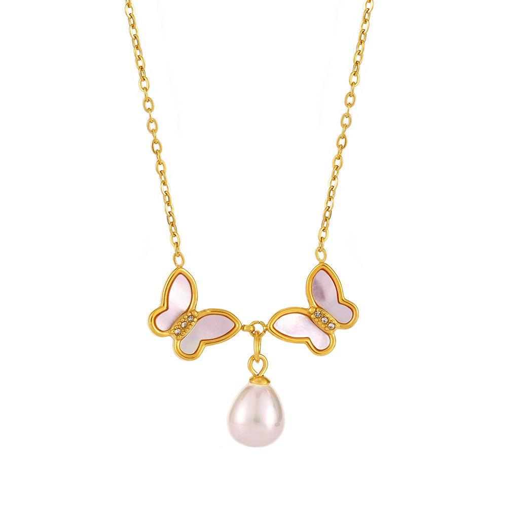 Elegant butterfly necklace design in 316L stainless steel