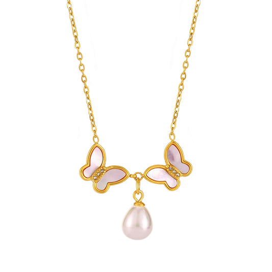 Elegant butterfly necklace design in 316L stainless steel