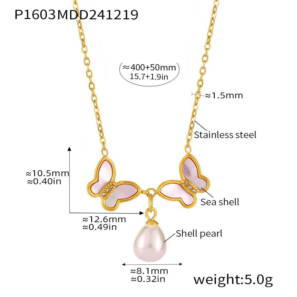 Close-up of the zircon embellishments on the butterfly necklace