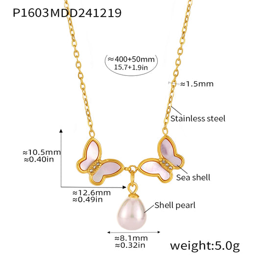 Close-up of the zircon embellishments on the butterfly necklace