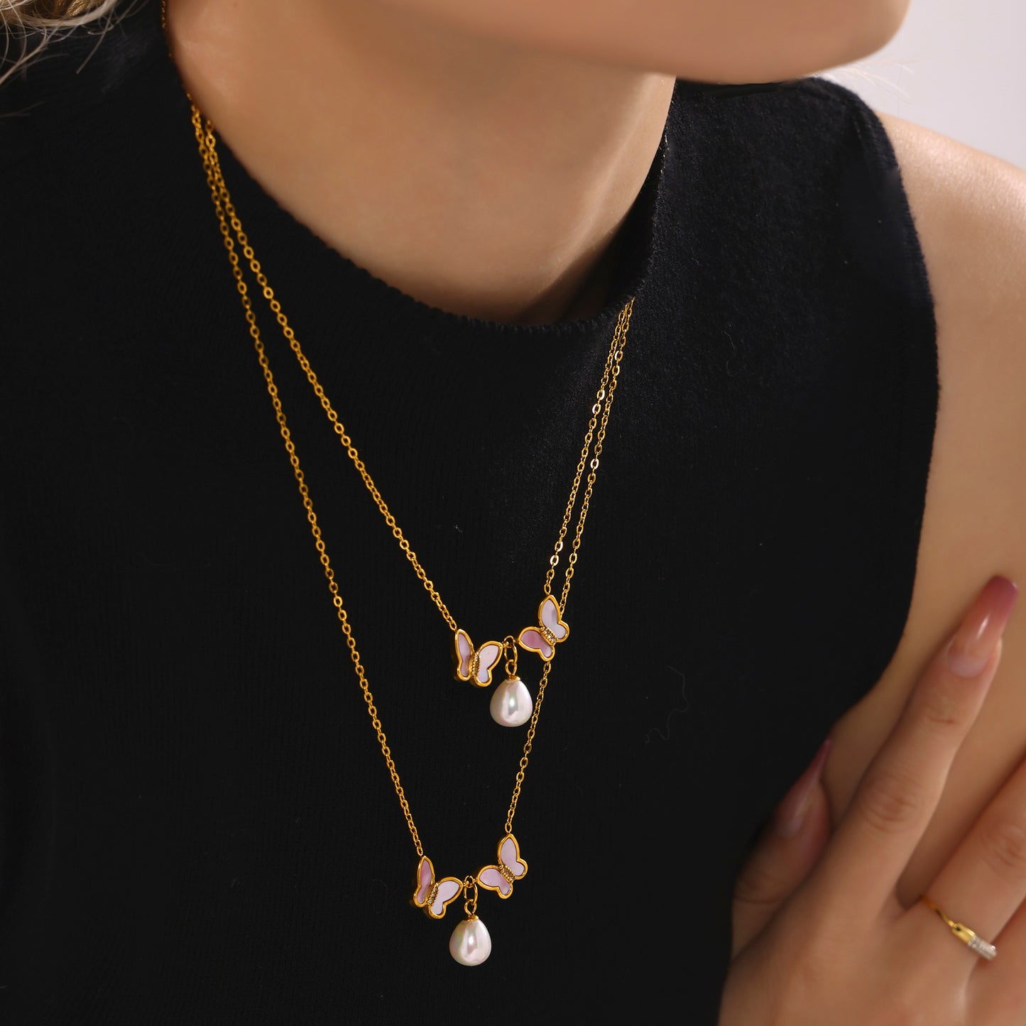 316L Stainless Steel 18K PVD Gold Butterfly Necklace made with 316L stainless steel and 18K PVD gold finish for wholesale jewelry buyers - image 5
