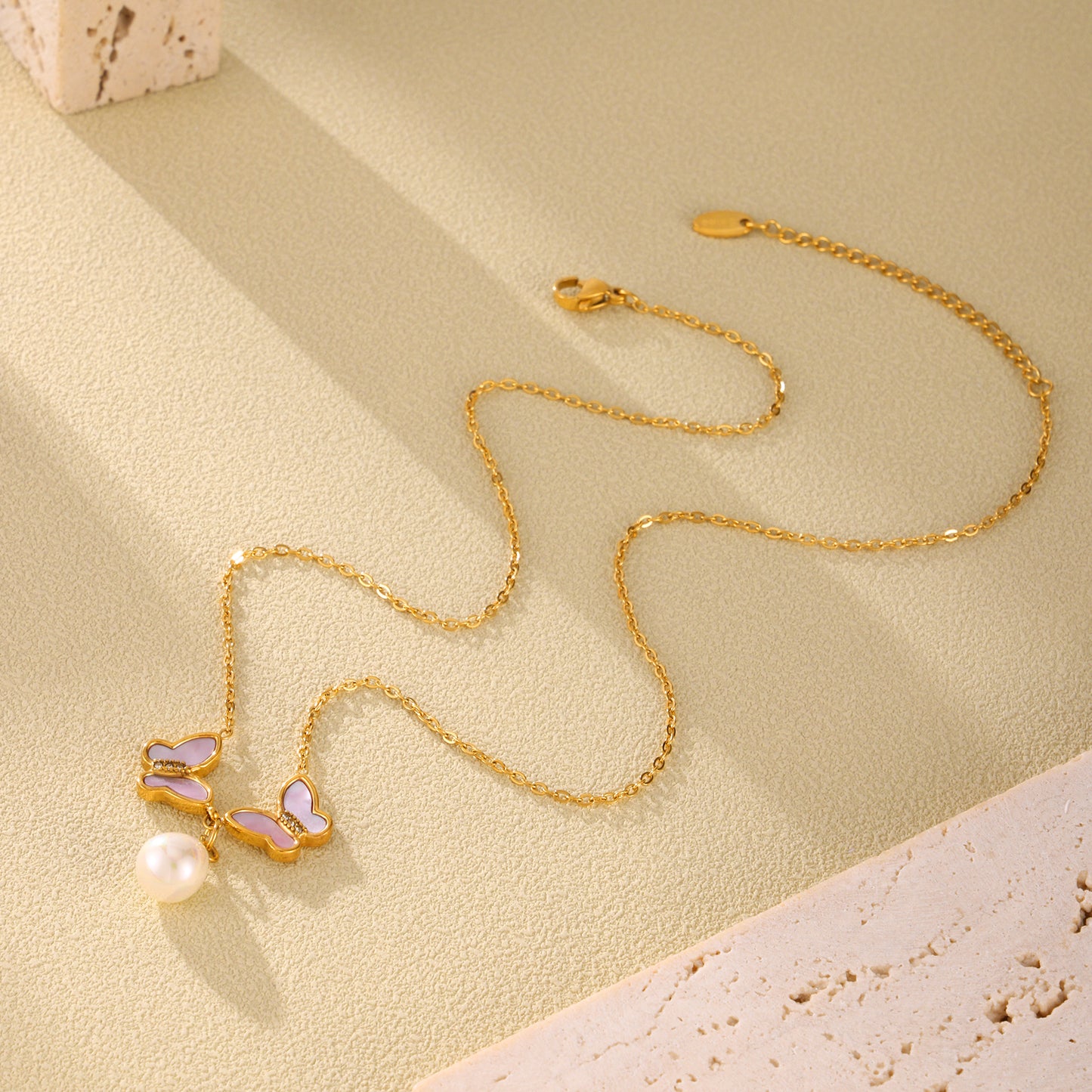 316L Stainless Steel 18K PVD Gold Butterfly Necklace made with 316L stainless steel and 18K PVD gold finish for wholesale jewelry buyers - image 7