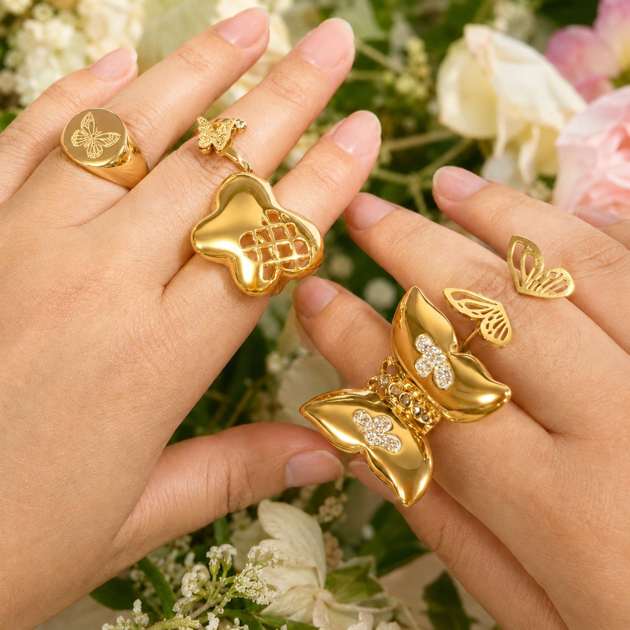 316L Stainless Steel 18K PVD Gold Butterfly Ring made with 316L stainless steel and 18K PVD gold finish for wholesale jewelry buyers - image 10